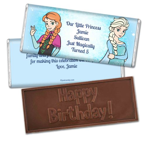 Birthday Personalized Embossed Chocolate Bar Disney Style Frozen Theme