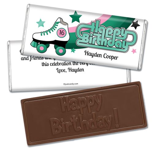Birthday Personalized Embossed Chocolate Bar Skate Party