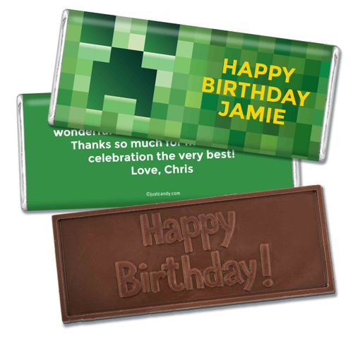 Birthday Personalized Embossed Chocolate Bar Creeper Style Craft