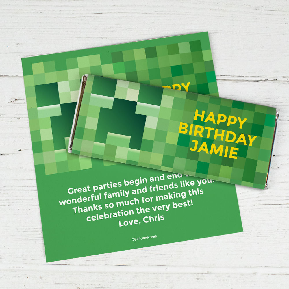 Birthday Party Favors: Creeper Craft Personalized Candy Bar Wrappers ...