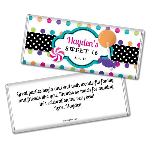 Birthday Personalized Chocolate Bar Sweet 16 Polka Dot Candy Shoppe