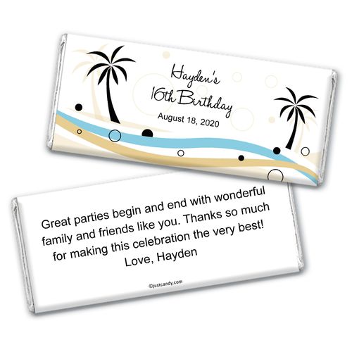 Beachy Birthday Personalized Candy Bar - Wrapper Only