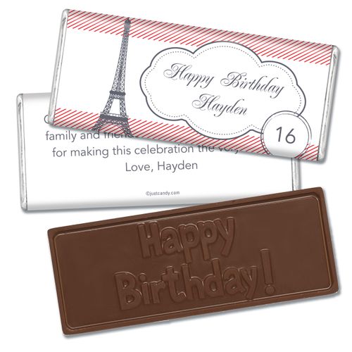Birthday Personalized Embossed Chocolate Bar Paris Theme