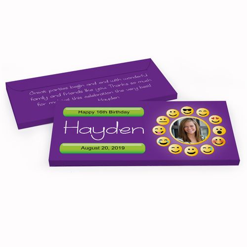 Deluxe Personalized Emoji Photo Youth Birthday Hershey's Chocolate Bar in Gift Box
