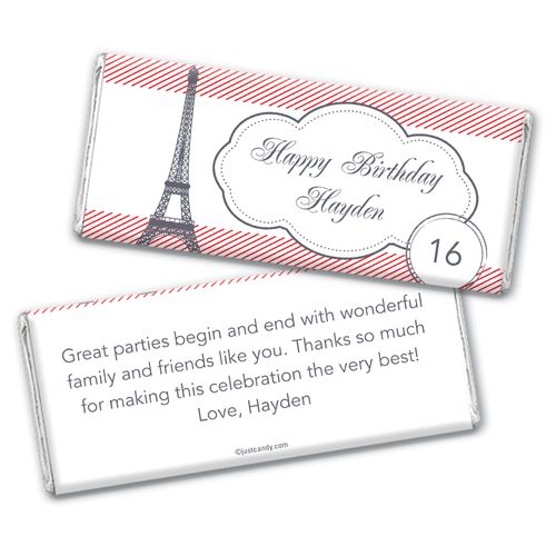 Birthday Girl in Paris Personalized Candy Bar - Wrapper Only