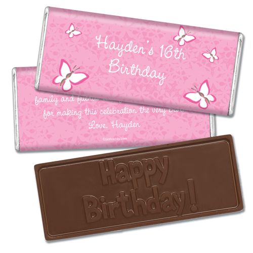 Birthday Personalized Embossed Chocolate Bar Butterfly Garden