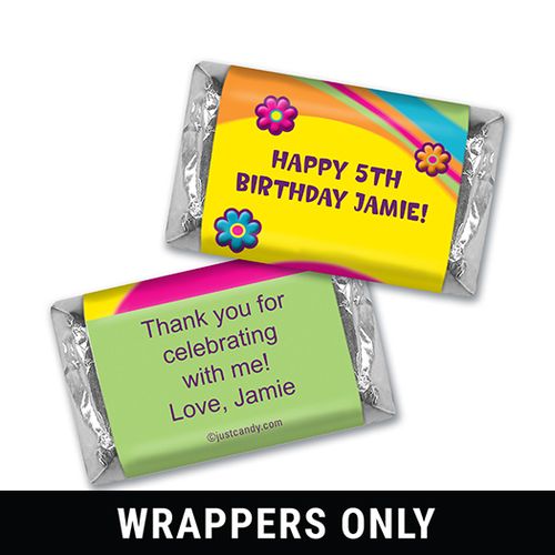 Birthday Personalized HERSHEY'S MINIATURES Wrappers Groovy Flower Power