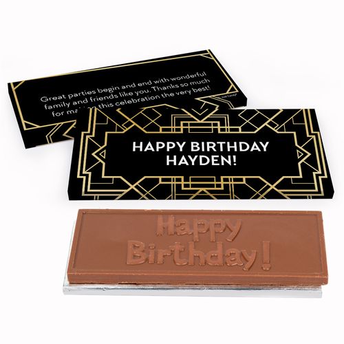 Deluxe Personalized Art Deco Birthday Chocolate Bar in Gift Box