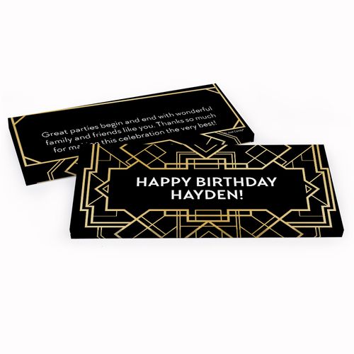 Deluxe Personalized Art Deco Birthday Hershey's Chocolate Bar in Gift Box