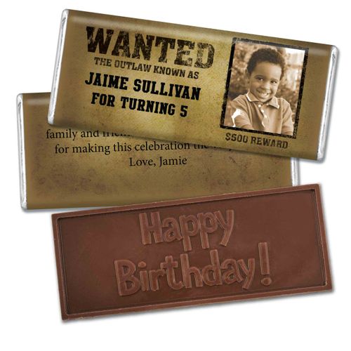 Birthday Personalized Embossed Chocolate Bar Wanted Poster Western Photo