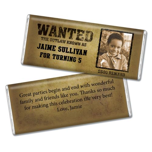 Birthday Personalized Chocolate Bar Wanted Poster Western Photo