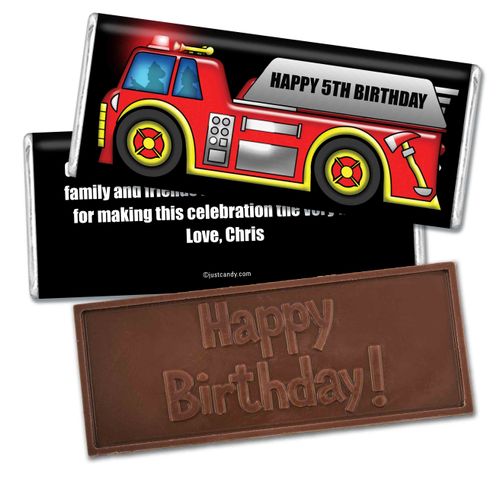 Personalized Birthday Fire Truck Embossed Chocolate Bars