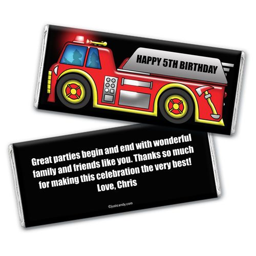 Personalized Birthday Fire Truck Chocolate Bar Wrappers