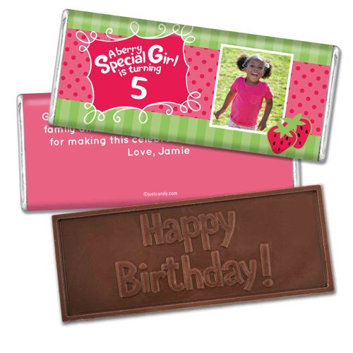 Birthday Personalized Embossed Chocolate Bar Strawberry Shortcake Berry Inspired