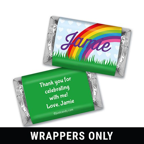 Birthday Personalized HERSHEY'S MINIATURES Wrappers Rainbow, Flowers and Hearts