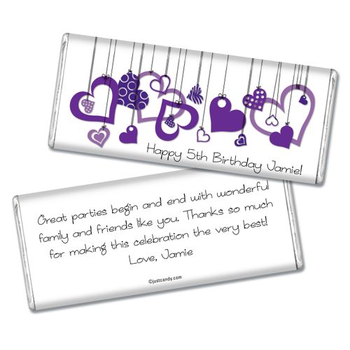 Birthday Personalized Chocolate Bar Hanging Hearts