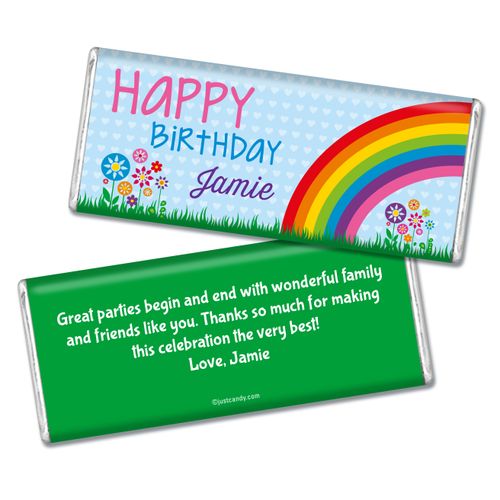 Birthday Personalized Chocolate Bar Rainbow, Flowers and Hearts