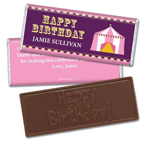 Birthday Personalized Embossed Chocolate Bar Circus Party