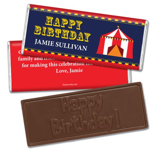 Birthday Personalized Embossed Chocolate Bar Circus Party