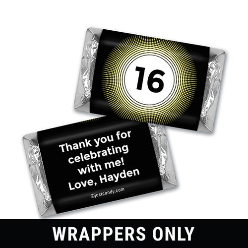 Birthday Personalized HERSHEY'S MINIATURES Wrappers Dotted Sunburst