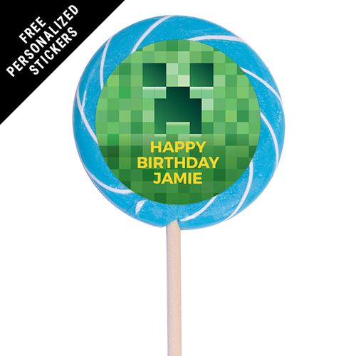 Birthday Personalized 3" Swirly Pop Creeper Style Craft (12 Pack)