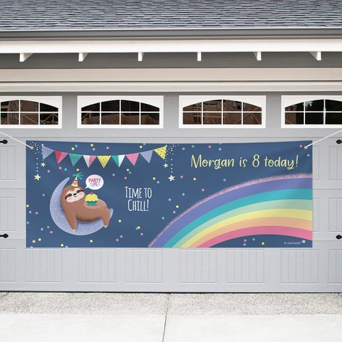 Personalized Sloth Birthday Garage Banner - Sloth Party