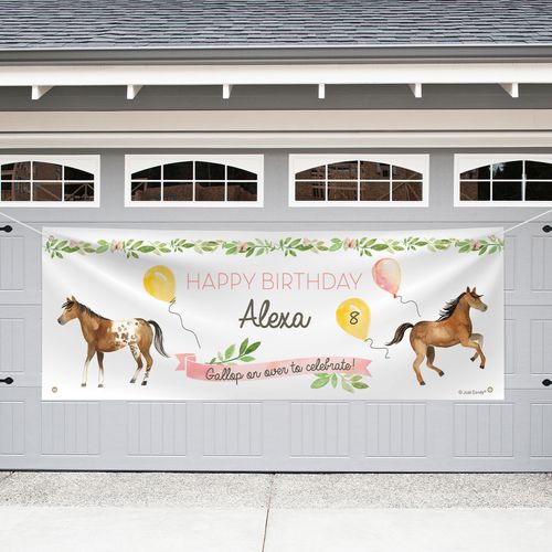 Personalized Horse Birthday Garage Banner - Wild Horse