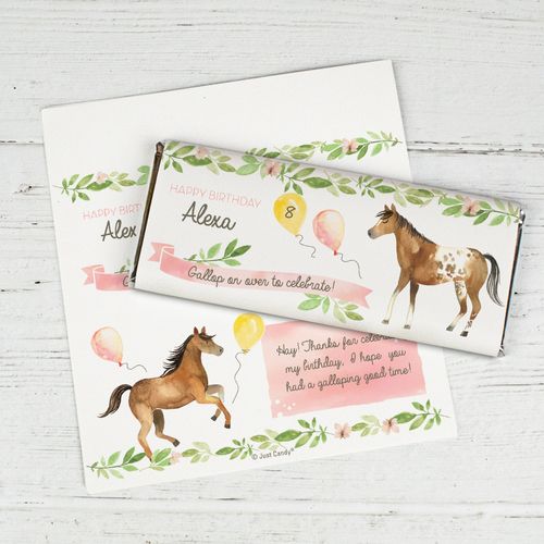 Personalized Kids Birthday - Galloping Birthday Chocolate Bar Wrappers