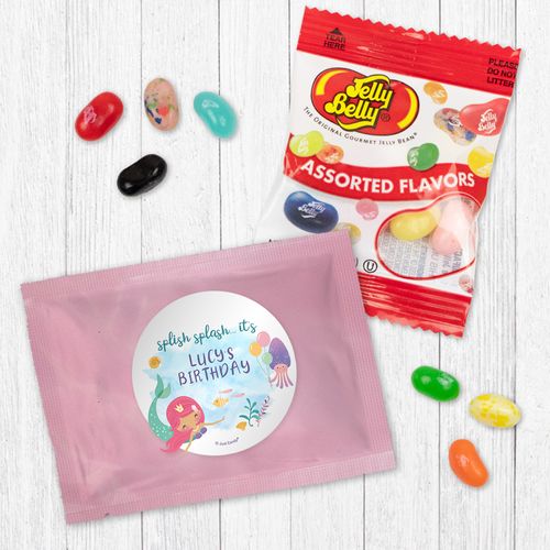 Personalized Mermaid Birthday Jelly Belly Jelly Beans - Watercolor Mermaid