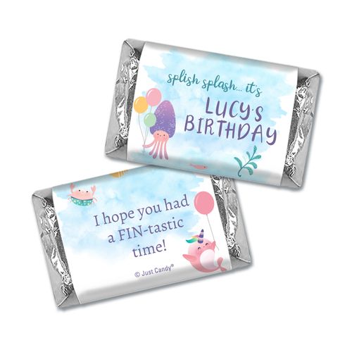 Watercolor Mermaid Kids Birthday Personalized Miniature Wrappers