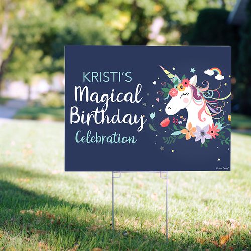 Personalized Kids Birthday Yard Sign Unicorn