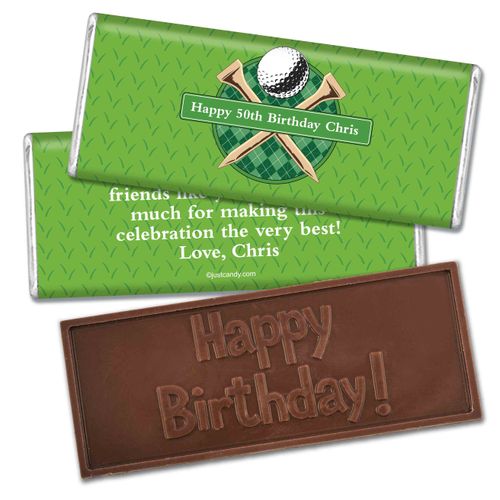 Birthday Personalized Embossed Chocolate Bar Argyle Golf Ball