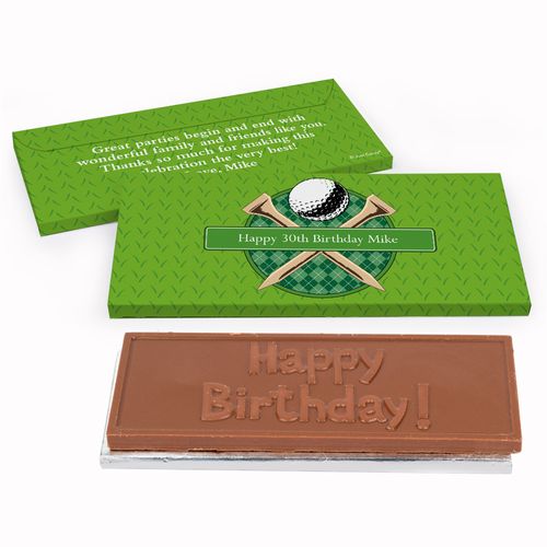 Deluxe Personalized Golf Birthday Chocolate Bar in Gift Box
