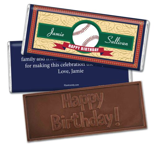 Birthday Personalized Embossed Chocolate Bar Baseball Age
