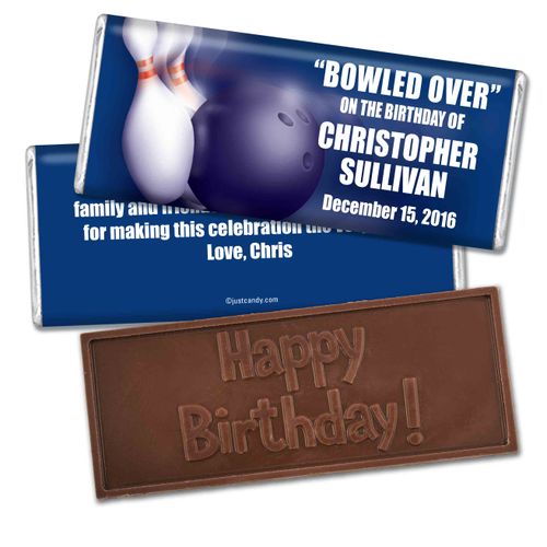 Birthday Personalized Embossed Chocolate Bar Bowling