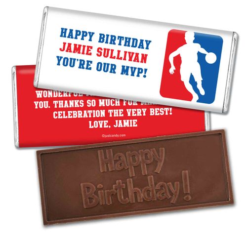 Birthday Personalized Embossed Chocolate Bar Basketball NBA Logo