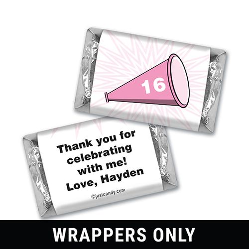 Birthday Personalized HERSHEY'S MINIATURES Wrappers Sweet 16 Cheer