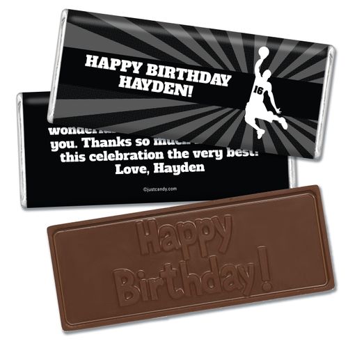 Birthday Personalized Embossed Chocolate Bar Basketball Slam Dunk