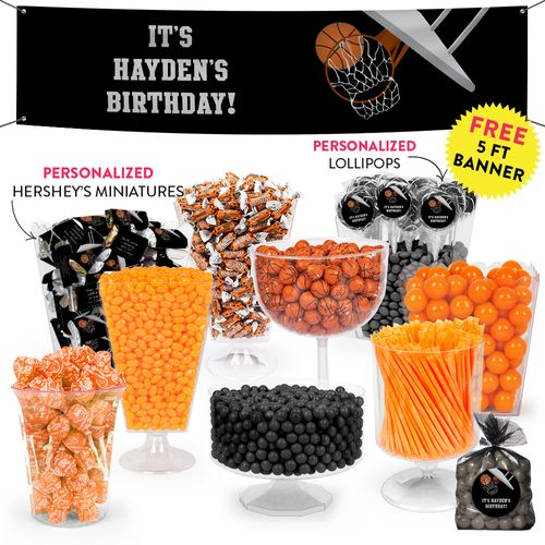 Personalized Kids Birthday Basketball Hoop Slam Themed Deluxe Candy Buffet