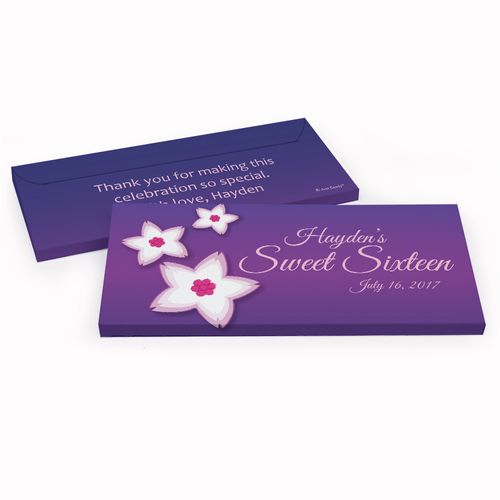 Deluxe Personalized Cherry Blossom Sweet 16 Birthday Hershey's Chocolate Bar in Gift Box