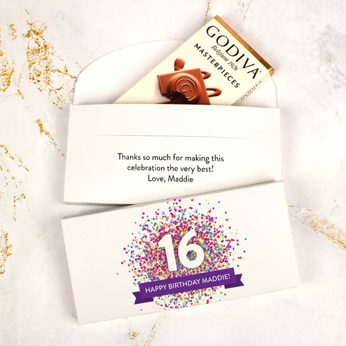 Deluxe Personalized Sweet 16 Godiva Chocolate Bar in Gift Box (3.1oz)