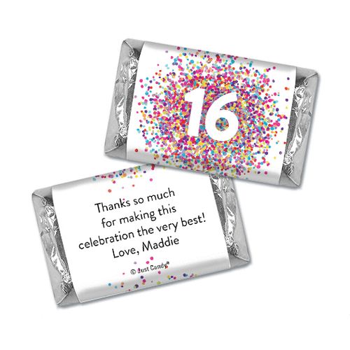 Personalized Birthday Sweet 16 Confetti Burst Hershey's Miniatures Wrappers