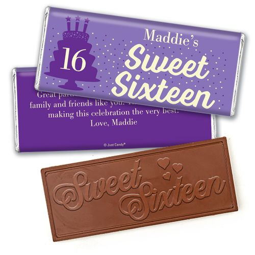 Personalized Sweet 16 Birthday Let's Celebrate Embossed Chocolate Bar