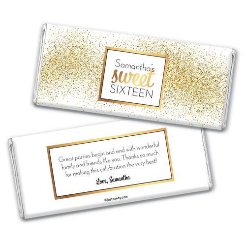 Personalized Sweet Sixteen Shower of Gold Chocolate Bar Wrappers