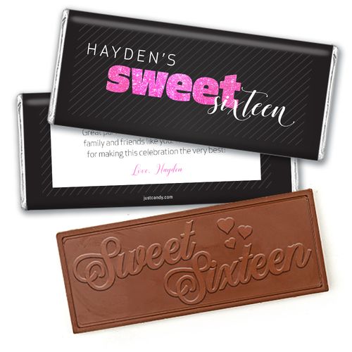 Personalized Sweet 16 Birthday Chic 16 Embossed Chocolate Bar & Wrapper