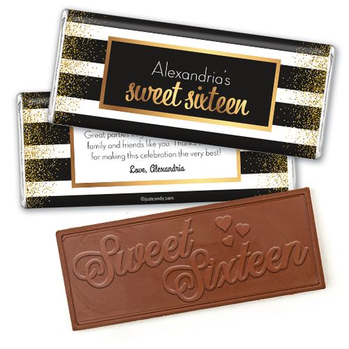 Personalized Sweet 16 Birthday Uptown Glitz Embossed Chocolate Bar & Wrapper