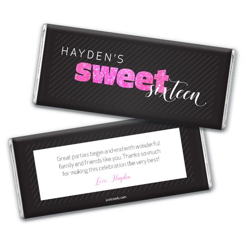 Personalized Sweet 16 Birthday Chic 16 Chocolate Bar & Wrapper
