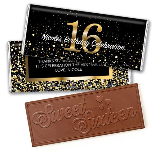 Personalized Milestone Elegant Birthday Bash Sweet 16 Embossed Chocolate Bar