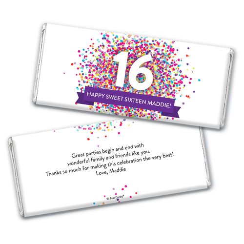 Personalized Sweet 16 Birthday Confetti Burst Chocolate Bar Wrappers