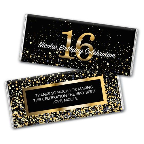Personalized Milestone Elegant Birthday Bash 16 Chocolate Bar Wrappers